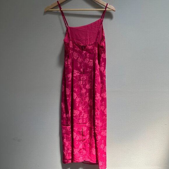 Shades of Rose Phoenix Asymmetrical Neck Floral Pink Midi Dress‎ Sexy NEW XS - Picture 5 of 8